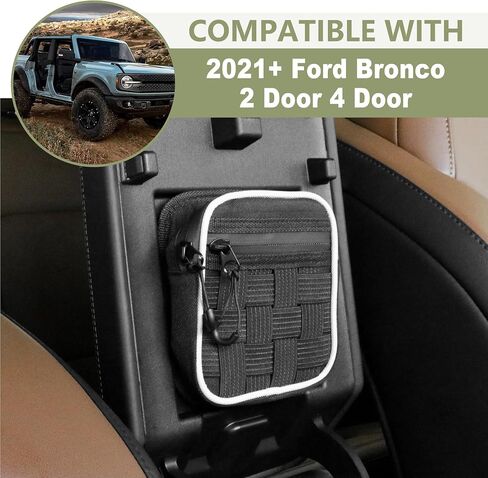 Center Console Organizer Molle Pouches for Ford Bronco Accessories 2021 2022 2023 2024 2025 Molle Panel Armrest Organizer EDC Tool Pouch Multi-Purpose Gadget Tool Gear Bag, Black in Kuwait