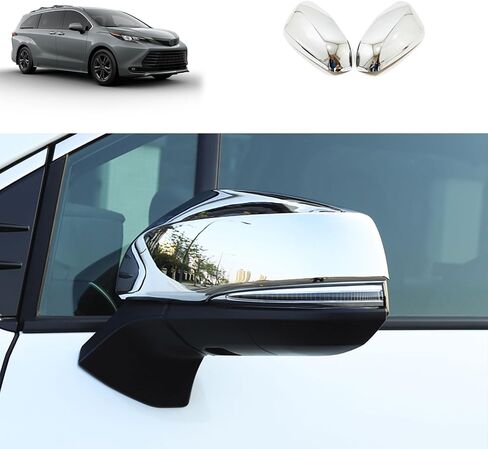 Side View Mirror Cover Compatible With Toyota Sienna 2021 2022 2023 2024 Rearview Mirror Trims Exterior Car Accessories ABS 2PCS(Glossy Chrome Style) in Saudi Arabia