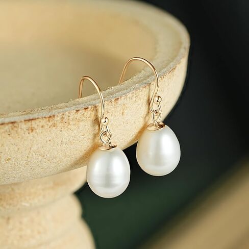 Freshwater Pearl Drop Earrings for Women, Sterling Silver Pearl Dangle Earrings Wedding Jewelry Gift for Bride Bridesmaid in Kuwait