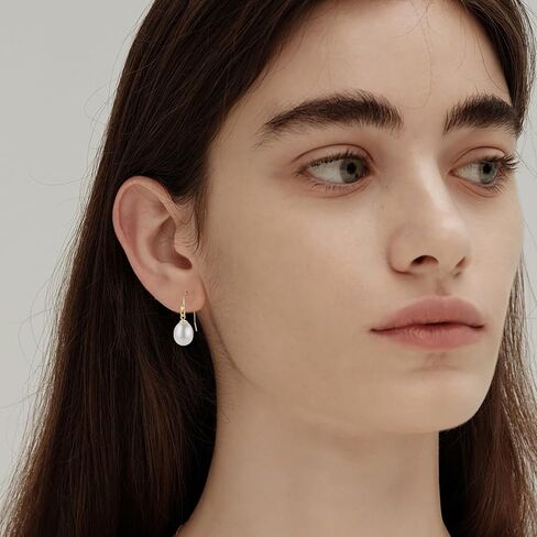 Freshwater Pearl Drop Earrings for Women, Sterling Silver Pearl Dangle Earrings Wedding Jewelry Gift for Bride Bridesmaid in Kuwait