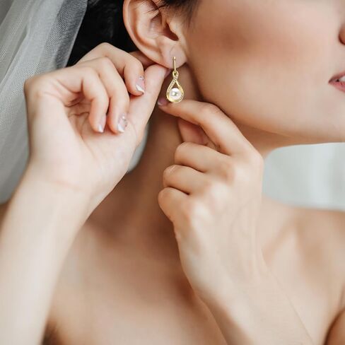 Freshwater Pearl Drop Earrings for Women, Sterling Silver Pearl Dangle Earrings Wedding Jewelry Gift for Bride Bridesmaid in Kuwait