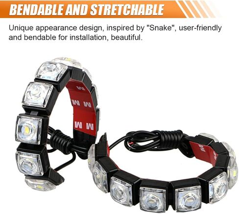 2PCS Daytime Running Strip Lights, Daylight Driving Weatherproof Decoration Light Kit, High Power Clearance Light, Flexible Bright Spot Fog Lamp, Auto Accessories Fit Most Cars (White) in Kuwait