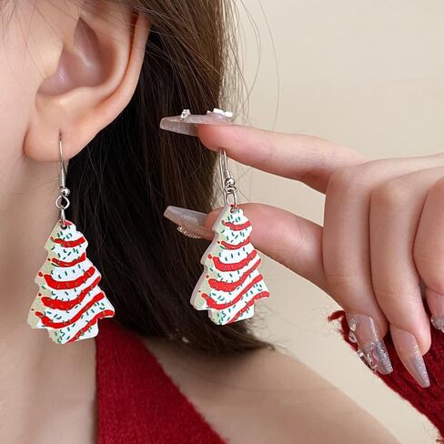 Christmas Tree Earrings for Women ​​Xmas Earrings Colourful Christmas Tree Drop Dangle Earrings Christmas Tree Cake Earrings Christmas Tree Cat Earrings Acrylic Christmas Holiday Jewelry in Kuwait