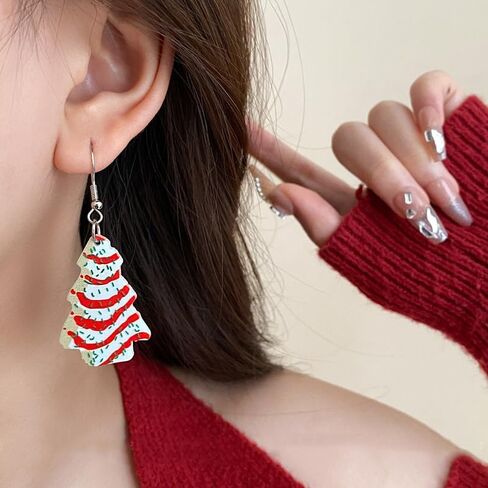 Christmas Tree Earrings for Women ​​Xmas Earrings Colourful Christmas Tree Drop Dangle Earrings Christmas Tree Cake Earrings Christmas Tree Cat Earrings Acrylic Christmas Holiday Jewelry in Kuwait