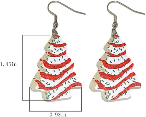 Christmas Tree Earrings for Women ​​Xmas Earrings Colourful Christmas Tree Drop Dangle Earrings Christmas Tree Cake Earrings Christmas Tree Cat Earrings Acrylic Christmas Holiday Jewelry in Kuwait