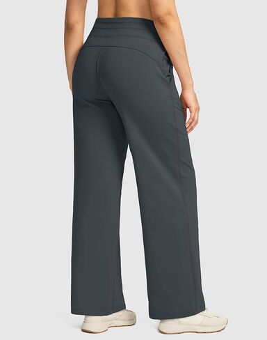 SANTINY Women's Fleece Wide Leg Sweatpants 29" Straight Leg Lined Pants Casual Lounge Winter Warm Sweat Pants with Pockets in Kuwait