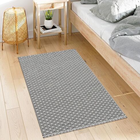 Washable Hallway Runner Rugs,2'x6' Kitchen Runner Rug Black Low Pile Carpet Runners for Hallway 6ft,Cotton Lightweight Laundry Room Rug Accent Runners for Bedroom/Living Room in Saudi Arabia