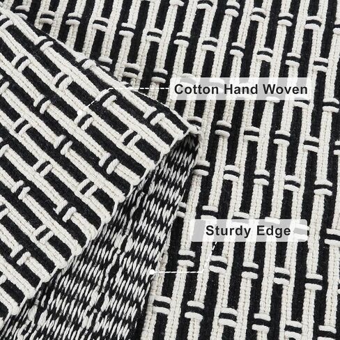 Washable Hallway Runner Rugs,2'x6' Kitchen Runner Rug Black Low Pile Carpet Runners for Hallway 6ft,Cotton Lightweight Laundry Room Rug Accent Runners for Bedroom/Living Room in Saudi Arabia