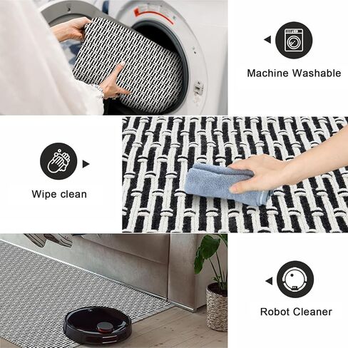 Washable Hallway Runner Rugs,2'x6' Kitchen Runner Rug Black Low Pile Carpet Runners for Hallway 6ft,Cotton Lightweight Laundry Room Rug Accent Runners for Bedroom/Living Room in Saudi Arabia