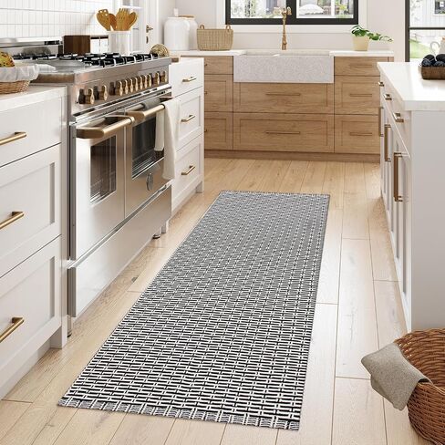 Washable Hallway Runner Rugs,2'x6' Kitchen Runner Rug Black Low Pile Carpet Runners for Hallway 6ft,Cotton Lightweight Laundry Room Rug Accent Runners for Bedroom/Living Room in Saudi Arabia