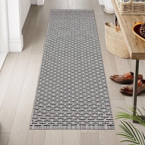 Washable Hallway Runner Rugs,2'x6' Kitchen Runner Rug Black Low Pile Carpet Runners for Hallway 6ft,Cotton Lightweight Laundry Room Rug Accent Runners for Bedroom/Living Room in Saudi Arabia
