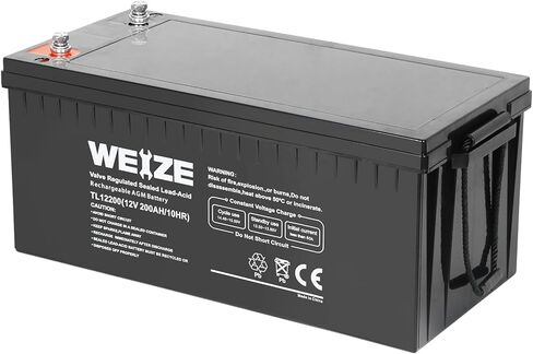 بطارية WEIZE AGM بحجم المجموعة 4D، بطارية ذات دورة عميقة 12 فولت 200 أمبير في الساعة مثالية للمركبات الترفيهية، والقوافل، والتخييم، ومقطورات العربة، وعربات الكارافانات، وبيوت السيارات، والبحرية، وسيارات الدفع الرباعي، والطاقة الشمسية خارج الشبكة in Kuwait