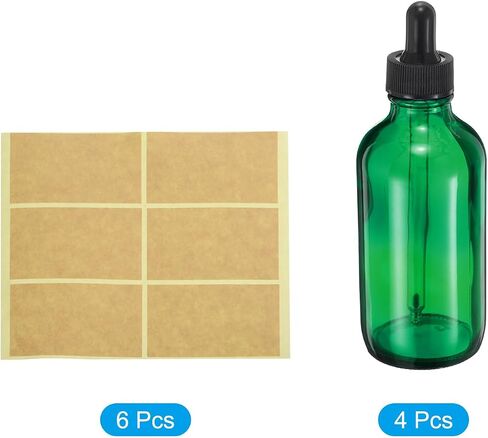 PATIKIL 60ml Glass Dropper Bottle, 4Pcs Leakproof Essential Oils Sample Liquid Perfume Container with Eye Dropper 6 Labels for Storage Home Travel, Clear in Saudi Arabia