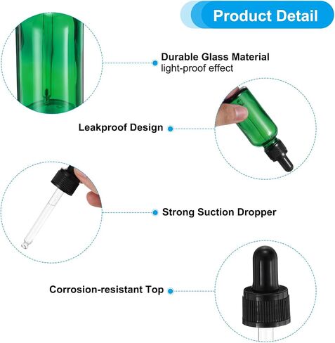 PATIKIL 60ml Glass Dropper Bottle, 4Pcs Leakproof Essential Oils Sample Liquid Perfume Container with Eye Dropper 6 Labels for Storage Home Travel, Clear in Saudi Arabia