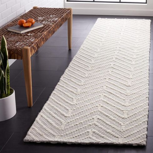 سجادة SAFAVIEH Marbella Collection Runner - 2'3" x 9'، عاجي وبيج، صوف شيفرون مصنوع يدويًا، مثالية للمناطق ذات حركة المرور العالية في غرفة المعيشة وغرفة النوم (MRB324A) in Saudi Arabia