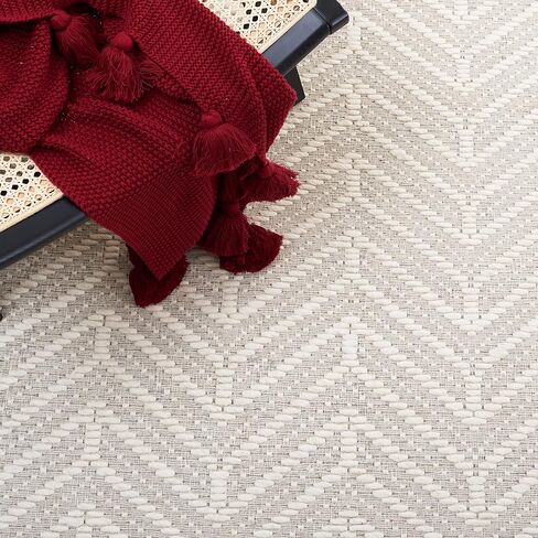 سجادة SAFAVIEH Marbella Collection Runner - 2'3" x 9'، عاجي وبيج، صوف شيفرون مصنوع يدويًا، مثالية للمناطق ذات حركة المرور العالية في غرفة المعيشة وغرفة النوم (MRB324A) in Saudi Arabia