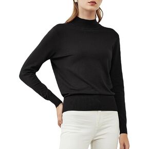 MessBebe Women's Mock Turtle Neck Sweater Slim Fit Long Sleeve Lightweight Knit Pullover Jumper Tops for Fall Winter