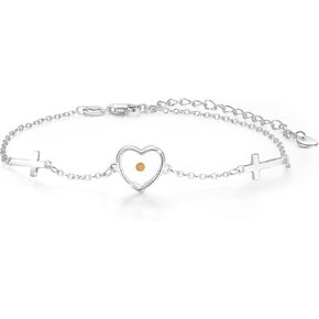 OHAYOO Mustard Seed Bracelet 925 Sterling Silver Mustard Seed Faith Bracelet Mustard Seed Jewelry Christian Religious Gift for Women