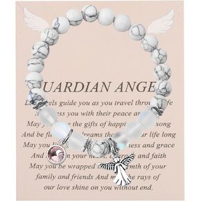 FUSTMW Guardian Angel Bracelet for Women 12 Birthstone Bracelet Guardian Angel Jewelry Birthstone Memorial Sympathy Gift