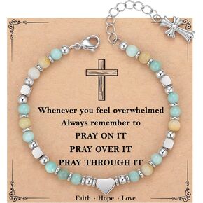 TONY & SANDY Christian Gifts for Women, Religious Cross Bracelet Women Jewelry, Easter Basket Stuffers for Teens Adults, Faith Confirmation Baptism Christmas Birthday Gifts for Women