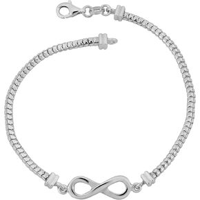 Kooljewelry Sterling Silver Square Python Link and Infinity Bracelet (7.5 inch)