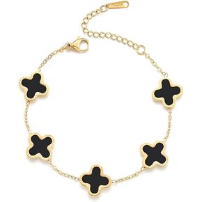 18K Gold Plated Lucky Bracelet Adjustable Clover Lucky Bracelet Link Bracelets Women Jewelry Gifts