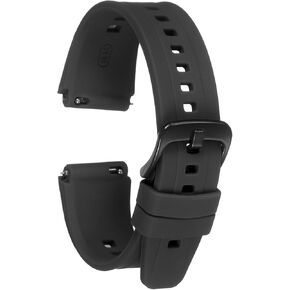 HARFINGTON Silicone Watch Band Quick Release Flexible Soft Rubber Replacement Watch Strap with Stainless Steel Black Clasp for Men Women