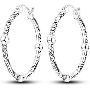 Big Huggie Hoop Earrings For Women Steling Silver Lightweight Simple Thick Twisted Wire Round Hoop Earrings Hypoallergenic Large Earrings for Party Birthday Gifts