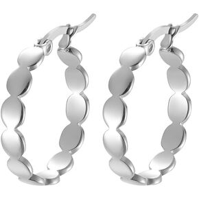 Edforce Stainless Steel Women Small Disc Hoop Earrings