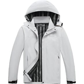 Men's Lightweight Waterproof Hooded Rain Jacket Outdoor Raincoat Shell Jacket for Hiking Travel