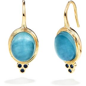 Cicy Bell 18k Gold Plated Drop Earrings for Women Oval Aquamarine Gemstone Spinel Vintage Dangle Earrings