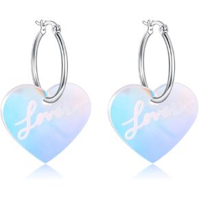 Pink Heart Earrings Lover Heart Dangle Earrings Arylic Heart Shaped Earrings Concert Gifts for Women