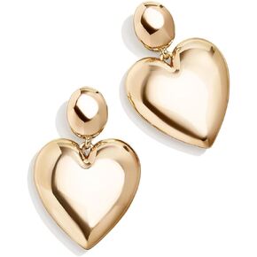 Sheri Drop Earrings - Luxurious 14k Gold Plated Heart Earrings, Hypoallergenic Studs for Women, Large Chunky Gold Heart Design, Heart-Shaped Drop Earrings, Women's Fashion Jewelry