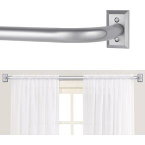 Nickel Wrap Around Curtain Rods,Nickel Curtain Rods for windows 28 to 48 inch(2.3-4Ft),Adjustable Blackout Curtain Rod,1 Inch Diameter Room Darkening Drapery Rods,Window Curtains Rod 28-48",Silver