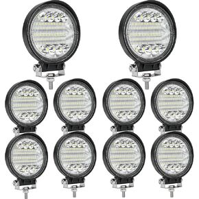 كبسولات إضاءة LED مستديرة للشاحنات، مصابيح BSTLights 4 بوصة 72 وات 7000 لومن LED أضواء عمل شعاع الفيضانات جرار مقطورة شريط حامل الطرق الوعرة أضواء القيادة UTV ATV SUV قارب عربة جولف جيب 10 قطع