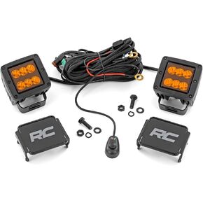 Rough Country Dual 2-Inch LED Light Pods with Amber Lens - 60W CREE LED, 4800 Lumen, Spot Focus Beam, Rugged Off-Road Lighting for Jeeps, Trucks, UTV