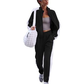 Womens Two Piece Tracksuit Long Sleeve Zip Up Sweatshirt Long Pants Outfits Jogger Sweatsuit Sets Lounge Set