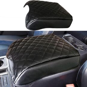 Center Console Cushion for 2015~2020 Ford F150 / 2017~2022 F250 F350 F450 and 2018~2024 Expedition Interior Accessories PU Leather Armrest Cover Protector-Bucket Seat Only