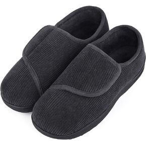 LongBay Men's Memory Foam Diabetic Slippers Comfy Warm Plush Fleece Arthritis Edema Swollen House Shoes