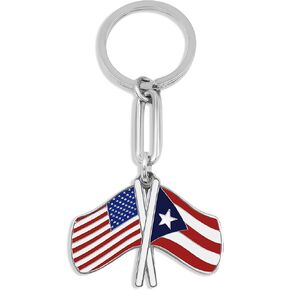 Puerto Rico Flag & USA Flag Keychain "Bandera de Puerto Rico y USA llavero"