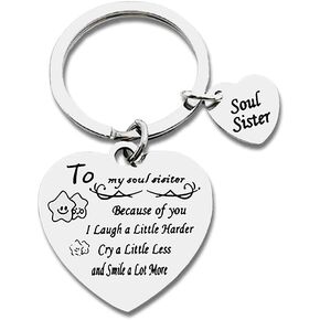 Cute Friendship Keychain for Birthday Mothers Day Graduation, Women Friend Gifts for Bestie Bff Soul Sister