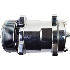 A-Team Performance - Sanden 508 Style Silver Clutch Serpentine 7 Groove Universal Air Condition AC Compressor, Chrome