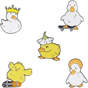 5Pcs Creative Cute Duck DIY Metal Pin Badge Decorative Accessories For Clothes Backpack Hat Holiday Party Brooch Pin Clothing Accessories
