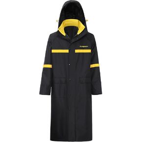 Long Raincoats Black Waterproof Hooded Rain Jacket Breathable Packable Poncho for Men Outdoor Activities and Work