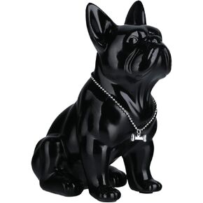 XYQXYQFrench Bulldog Statue, Gold Pug Resin Sitting Dog Statue, English Bulldog Home Decoration Sculpture, Living Room Desktop Decoration, Modern Collection Art Dog Statue (9in,Gold)