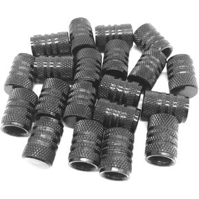 Lantee 20 Pcs Black Tire Valve Stem Caps for Cars - Aluminium Pressure Covers Fit for BMW, Chevy, Honda, Toyota, Jeep, Ford, Dodge, Mazda, Chevrolet, Subaru, Nissan, GMC, Acura, Mercedes Benz