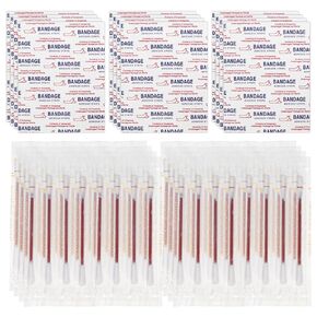 Disposable Iodine Cotton Swabs Adhesive Bandages Sets,Individually Wrapped Medical Iodophor Swabstick Finger Wound Tape Bulk, First Aid Kits Refills for Bruise Care Homeless Travel (4.13in - 400)