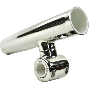 MARINE CITY 304 Stainless Steel Clamp-on Adjustable Fishing Rod Holder - Fits 1 Inch to 1-1/4 Inch Rails - Ideal for Marines, Boats, Ships, Yachts - 1 Pcs