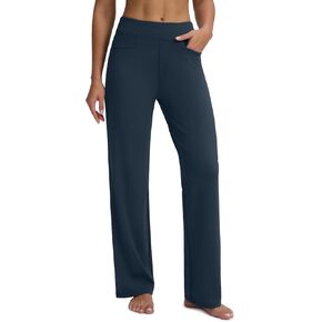 Seamaid Womens 30" Wide Leg Yoga Pants with Pockets High Waisted Stretch Casual Dress Pants