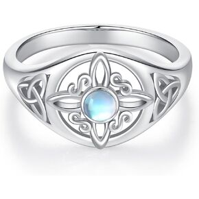 Witches Knot Ring for Women Sterling Silver Moonstone Celtic Knot Ring Celtic Witch Jewelry Witchy Gifts for Women